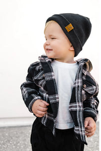 LITTLE BIPSY - Hooded Flannel | Black