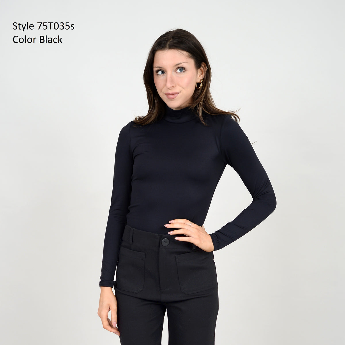 RD STYLE - Mika Mock Neck Long Sleeve Tee | Black