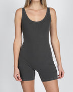BRUNETTE THE LABEL - Ribbed Romper | Washed Grey