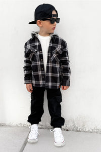 LITTLE BIPSY - Hooded Flannel | Black