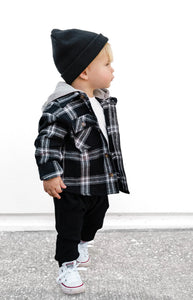 LITTLE BIPSY - Hooded Flannel | Black