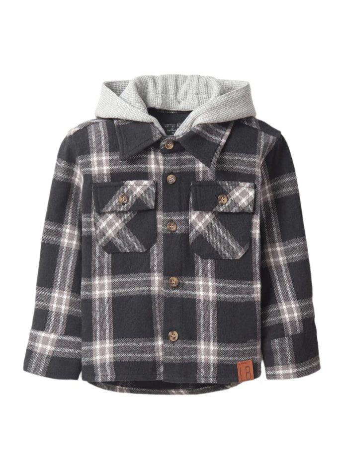 LITTLE BIPSY - Hooded Flannel | Black