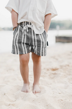 LITTLE BIPSY - Linen Shorts | Charcoal Stripe