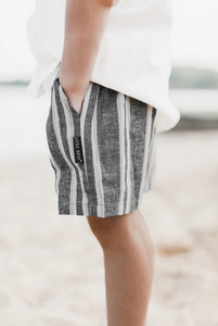 LITTLE BIPSY - Linen Shorts | Charcoal Stripe