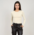 RD STYLE - Roxi High Crew Neck Bodysuit | Parchment