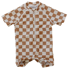 MEBIE BABY - Rust Checkered Zipper Swim Suit