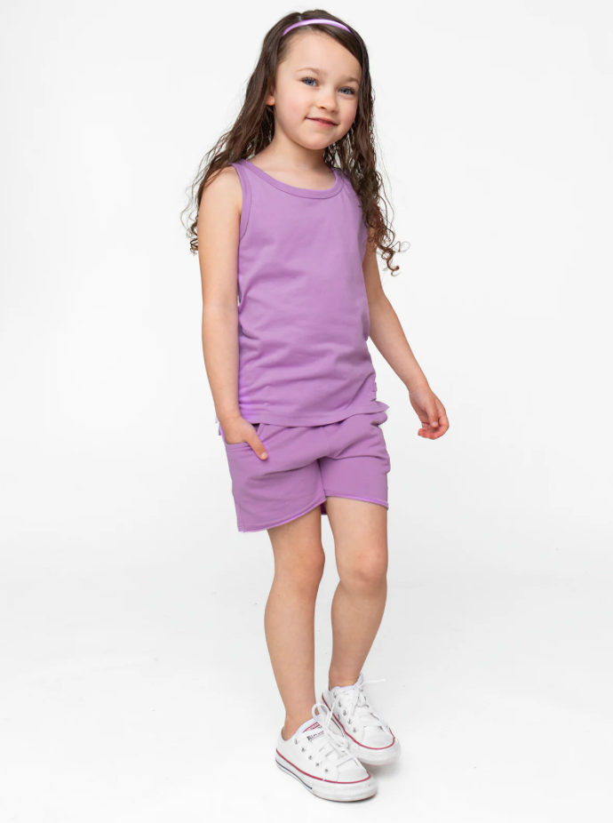 LITTLE BIPSY - Raw Edge Harem Short | Electric Purple