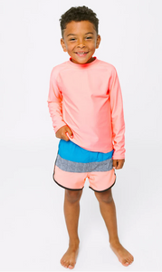 LITTLE BIPSY - Block Swim Short | Neon Pink