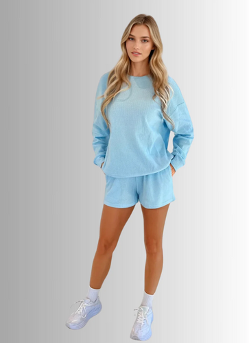 PRIV - Everyday Waffle Short Set | Powder Blue