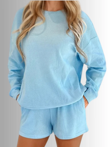 PRIV - Everyday Waffle Short Set | Powder Blue