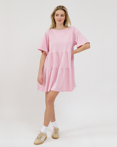 BRUNETTE THE LABEL - Tiered T-Shirt Dress w/ Bows | Black