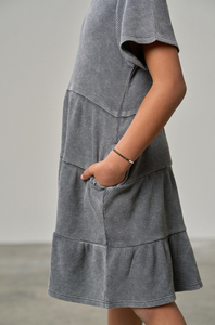 LITTLE BIPSY - Acid Wash Waffle Dress