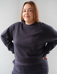 BRUNETTE THE LABEL - Waffle Raglan Top | Navy