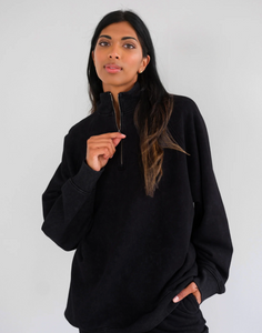 BRUNETTE THE LABEL - Not Your BF's Half Zip | HOCKEY MOM x Mini Citizen (black)