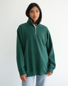 BRUNETTE THE LABEL - Not Your BF's Half Zip | HOCKEY MOM x Mini Citizen (Green)
