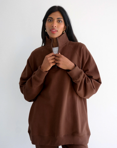 BRUNETTE THE LABEL - Not Your BF's Half Zip | HOCKEY MOM x Mini Citizen (brown)
