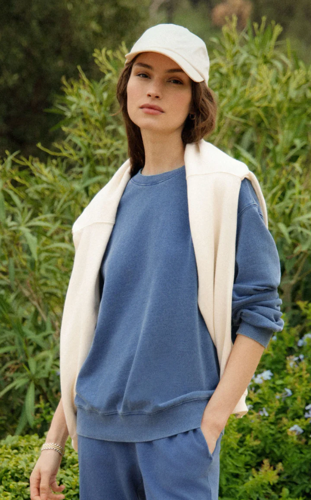 Z SUPPLY - Boyfriend Denim Sweatshirt | Calypso Blue Indigo