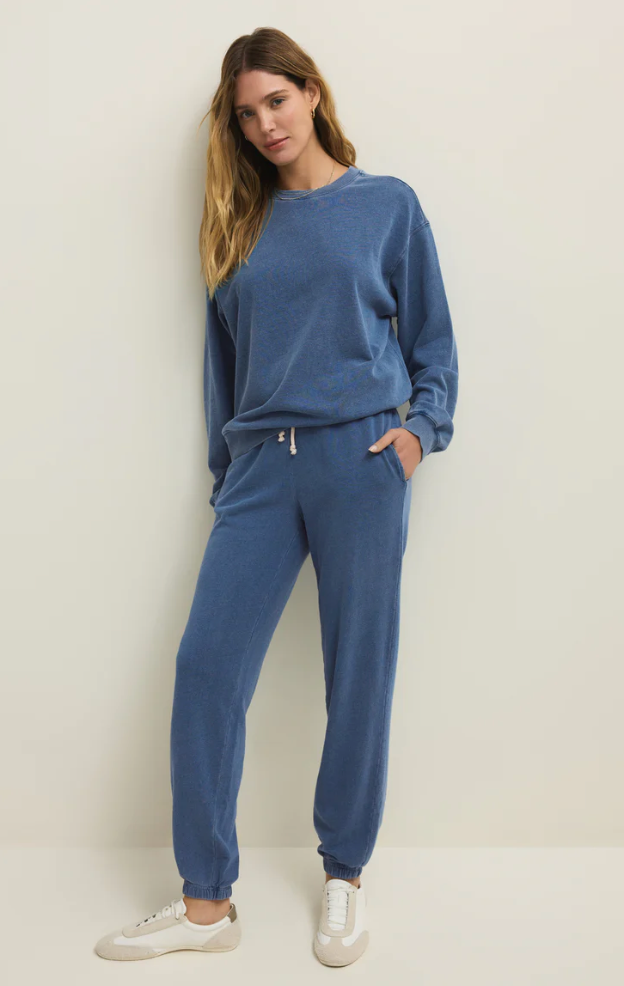 Z SUPPLY - Boyfriend Denim Sweatshirt | Calypso Blue Indigo