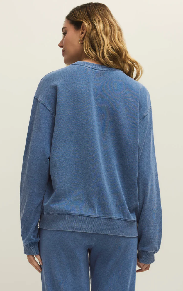 Z SUPPLY - Boyfriend Denim Sweatshirt | Calypso Blue Indigo
