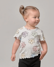 LITTLE BIPSY - Ribbed Lettuce Trim Tee | Daisy Dream