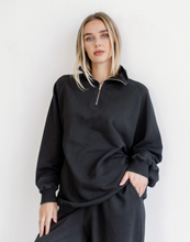 BRUNETTE THE LABEL - Not Your Boyfriend's Half Zip | Vintage Black