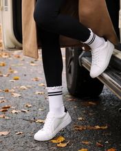 PRIV - Stripe Ruffle Top Socks | Black