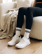 PRIV - Stripe Ruffle Top Socks | Black