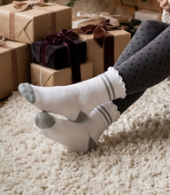 PRIV - Stripe Ruffle Top Socks | Grey