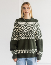 BRUNETTE THE LABEL - Fair Isle Knit Sweater | Olive