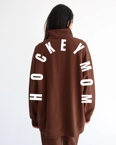 BRUNETTE THE LABEL - Not Your BF's Half Zip | HOCKEY MOM x Mini Citizen (brown)