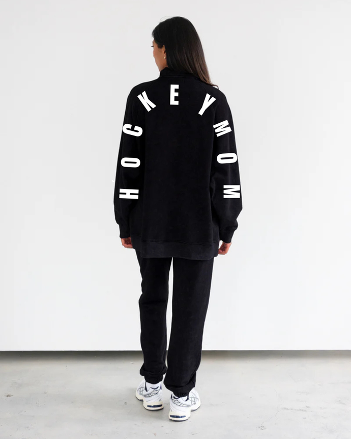 BRUNETTE THE LABEL - Not Your BF's Half Zip | HOCKEY MOM x Mini Citizen (black)