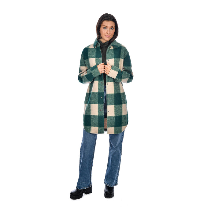 RD STYLE Ladies Woven Coat Green Plaid