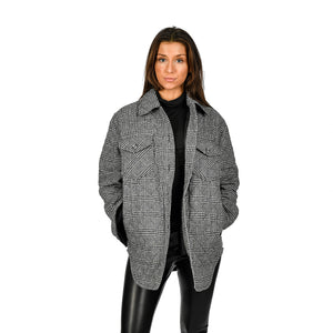 RD STYLE - Ladies Woven Coat | Quilted B&W Plaid