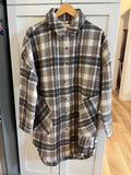 RD STYLE - Ladies Woven Coat | Taupe & Black Plaid