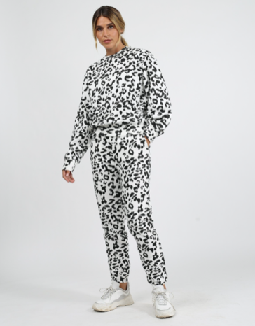 BRUNETTE THE LABEL - The SNOW LEOPARD Best Friend Jogger | Black & Cream