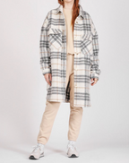 BRUNETTE THE LABEL - Plaid Shirt Jacket | Long Grey & Cream