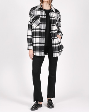 BRUNETTE THE LABEL - Plaid Shirt Jacket | Black & White