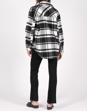 BRUNETTE THE LABEL - Plaid Shirt Jacket | Black & White
