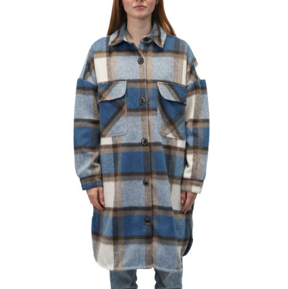 RD Style - Ladies Woven Coat | Blue Brushed Plaid