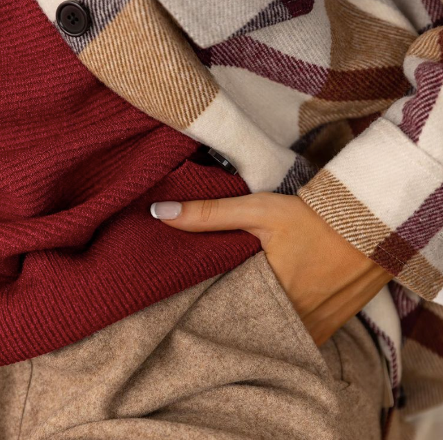 RD STYLE - Ladies Woven Coat | Beige Plaid