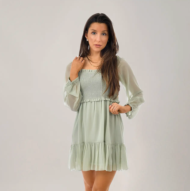 RD STYLE - Harper Smocked Bodice Dress | Celadon Green