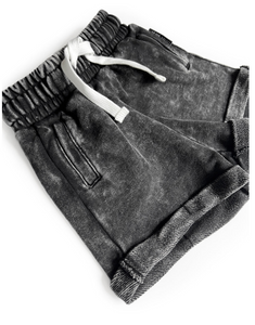 LITTLE BIPSY - Acid Wash Shorts | Black