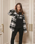 BRUNETTE THE LABEL - Plaid Shirt Jacket | Black & White