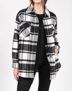 BRUNETTE THE LABEL - Plaid Shirt Jacket | Black & White