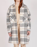 BRUNETTE THE LABEL - Plaid Shirt Jacket | Long Grey & Cream
