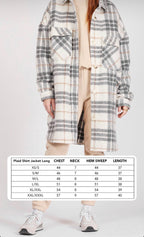 BRUNETTE THE LABEL - Plaid Shirt Jacket | Long Grey & Cream