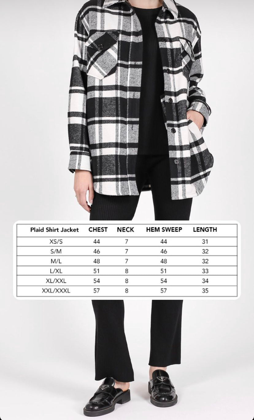 BRUNETTE THE LABEL - Plaid Shirt Jacket | Black & White